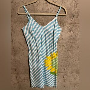 PREPPY LILLY PULITZER STRIPED DRESS W/ SUNFLOWER